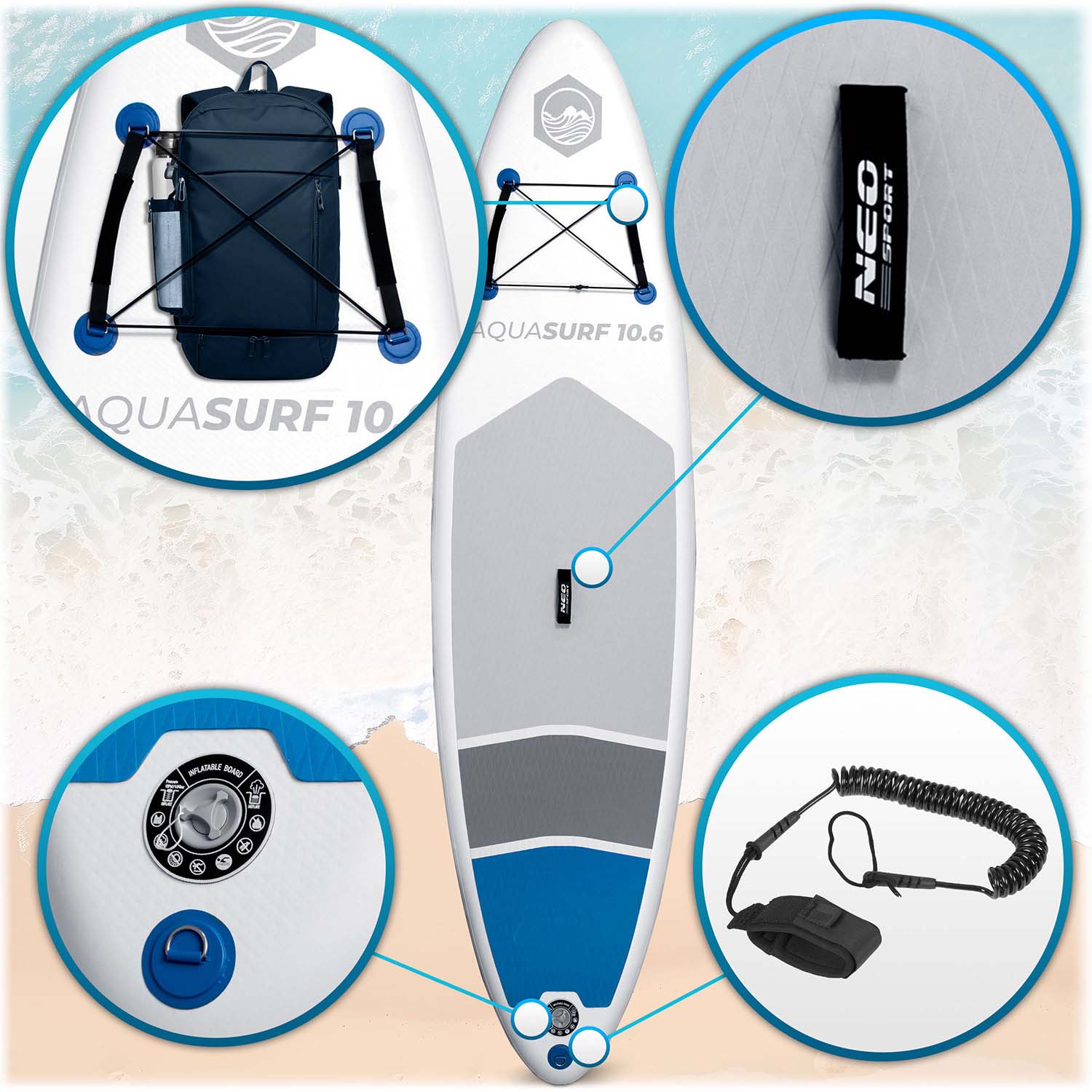Deska SUP Aquasurf 320 x 84 x 15 cm Neo-Sport 170200